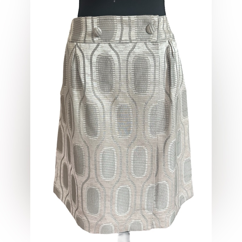 NWOT ANTONIO MELANI Silver Gold Geometric Wrap Skirt w/ Pockets